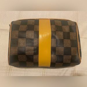 Fendi Pequin Faux Leather Clutch/Crossbody